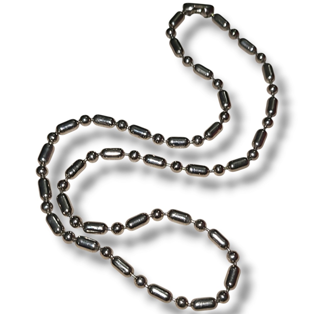 Vintage 90's Stainless Steel Ball Chain Necklace 18" Preppy Goth Punk Grunge 4mm
